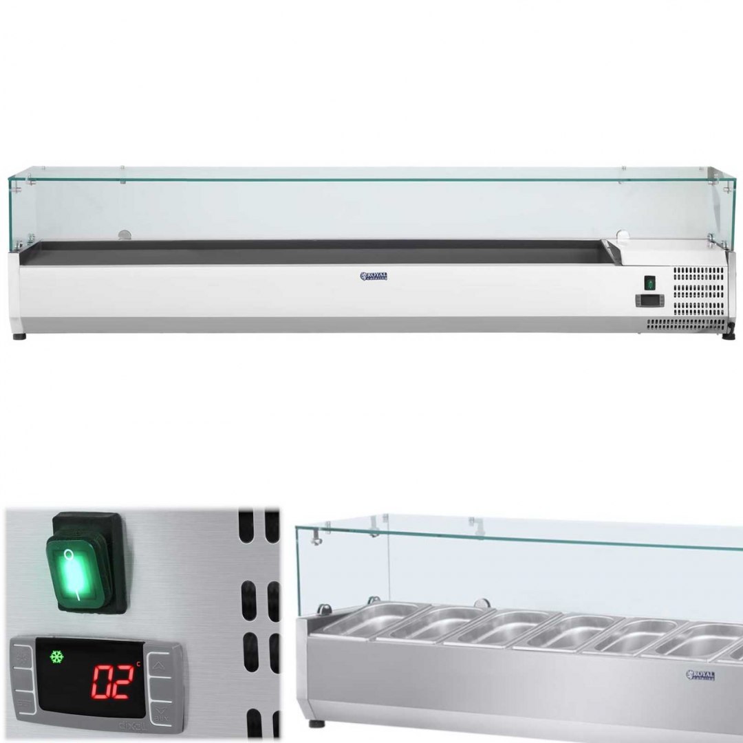 Nadstawa chłodnicza ze szklaną osłoną 10x GN1/4 200cm Royal Catering Nadstawa chłodnicza ze szklaną osłoną 10x GN1/4 200cm Royal Catering