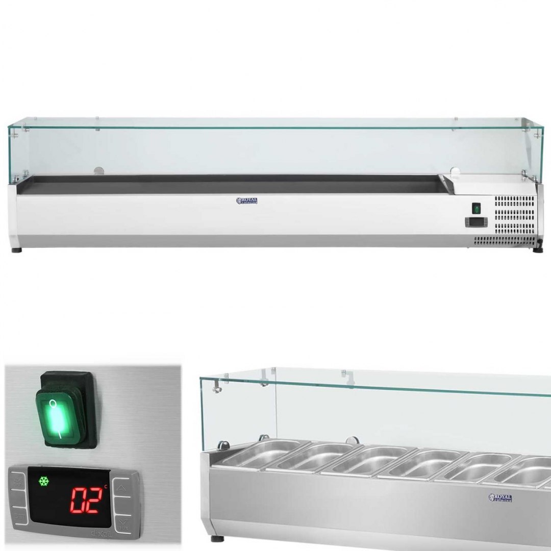 Nadstawa chłodnicza ze szklaną osłoną 9x GN1/3 200cm Royal Catering Nadstawa chłodnicza ze szklaną osłoną 9x GN1/3 200cm Royal Catering