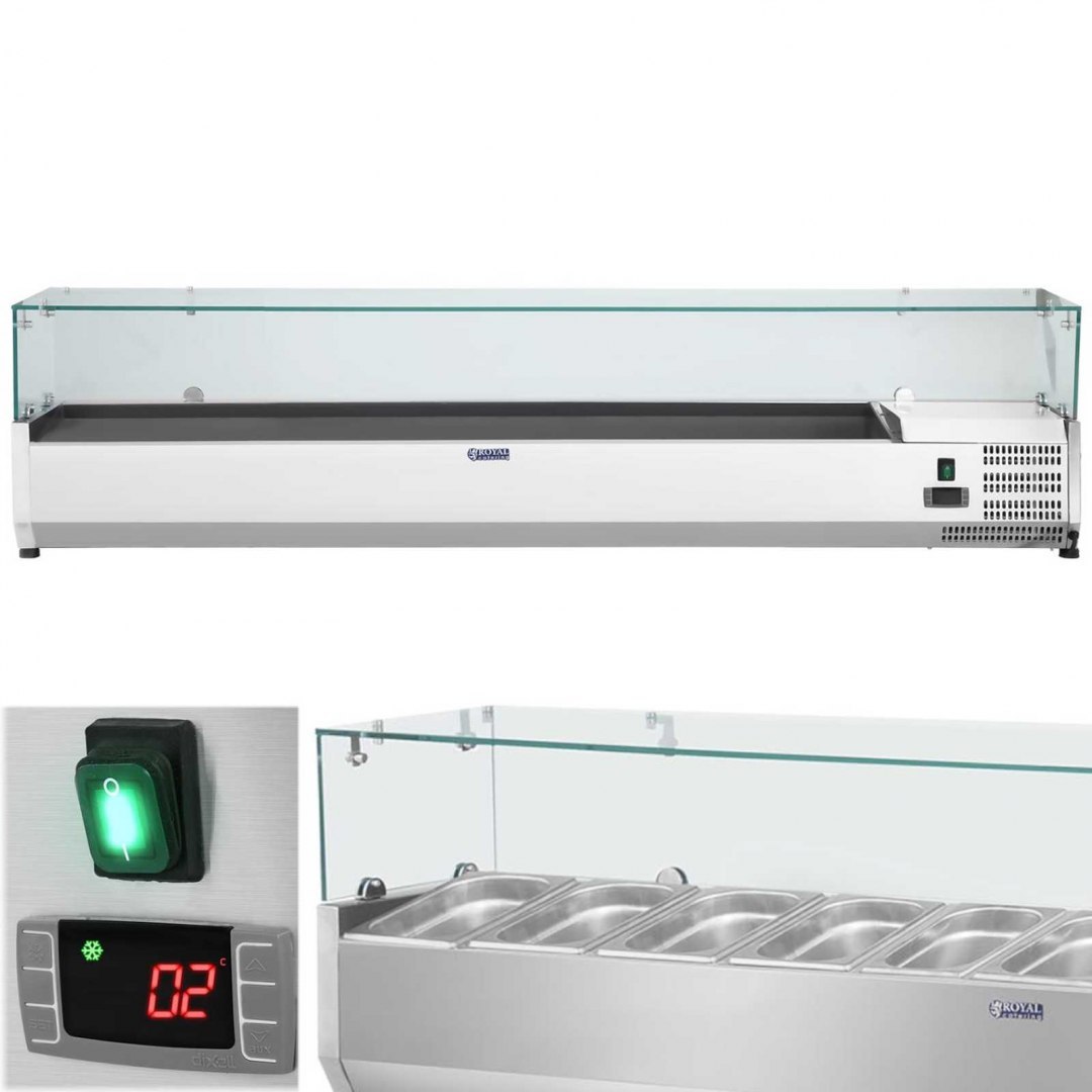 Nadstawa chłodnicza ze szklaną osłoną 9x GN1/4 180cm Royal Catering Nadstawa chłodnicza ze szklaną osłoną 9x GN1/4 180cm Royal Catering