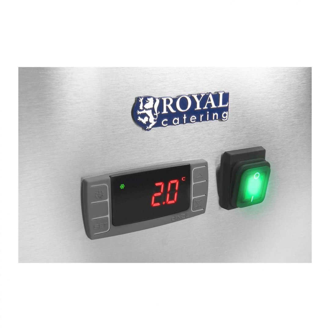 Stół chłodniczy do pizzy z granitowym blatem 3-drzwiowy z miejscem na 8x GN1/6 Royal Catering Stół chłodniczy do pizzy z granitowym blatem 3-drzwiowy z miejscem na 8x GN1/6 Royal Catering