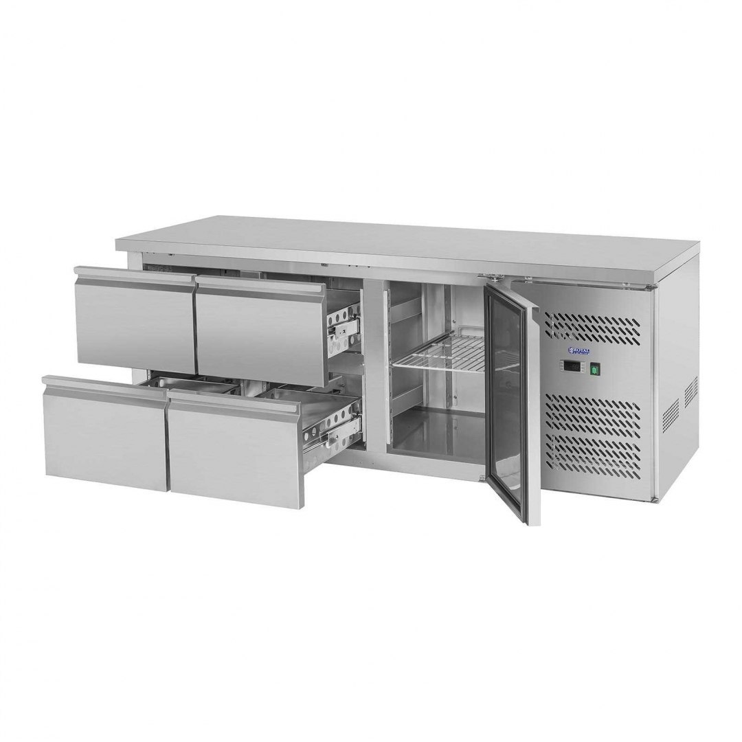 Stół chłodniczy ze stalowym blatem roboczym 4 szuflady od -2 do 10C 179cm Royal Catering Stół chłodniczy ze stalowym blatem roboczym 4 szuflady od -2 do 10C 179cm Royal Catering