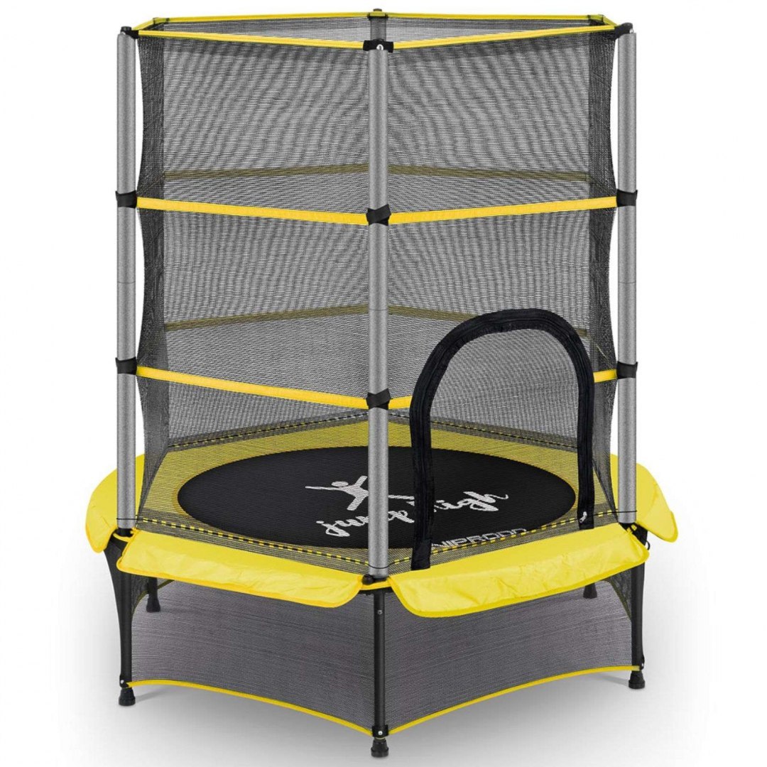 Trampolina dla dzieci z siatką zabezpieczającą do 50 kg śr. 140 cm żółta UNIPRODO Trampolina dla dzieci z siatką zabezpieczającą do 50 kg śr. 140 cm żółta UNIPRODO