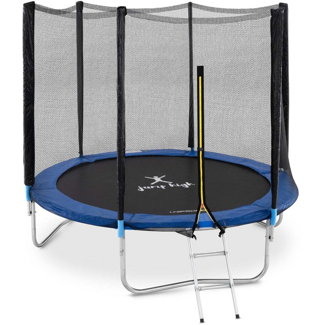 Trampolina ogrodowa z siatką i osłoną na sprężyny śr. 240 cm do 100 kg UNIPRODO Trampolina ogrodowa z siatką i osłoną na sprężyny śr. 240 cm do 100 kg UNIPRODO