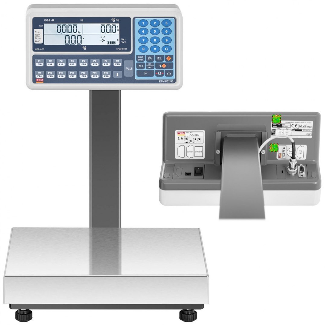 Waga handlowa magazynowa interfejs RS232 120 kg / 0,05 kg LCD M LEGALIZACJA TEM Waga handlowa magazynowa interfejs RS232 120 kg / 0,05 kg LCD M LEGALIZACJA TEM