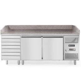 Stół chłodniczy do pizzy 2-drzwiowy z 7 szufladami blat granitowy szer. 202cm - Hendi 232842 Hendi