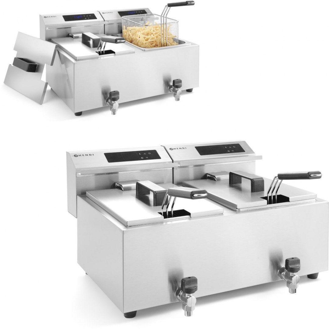 Frytownica frytkownica z panelem cyfrowym Mastercook z kranem 2x8L 2x3500W Hendi Frytownica frytkownica z panelem cyfrowym Mastercook z kranem 2x8L 2x3500W Hendi