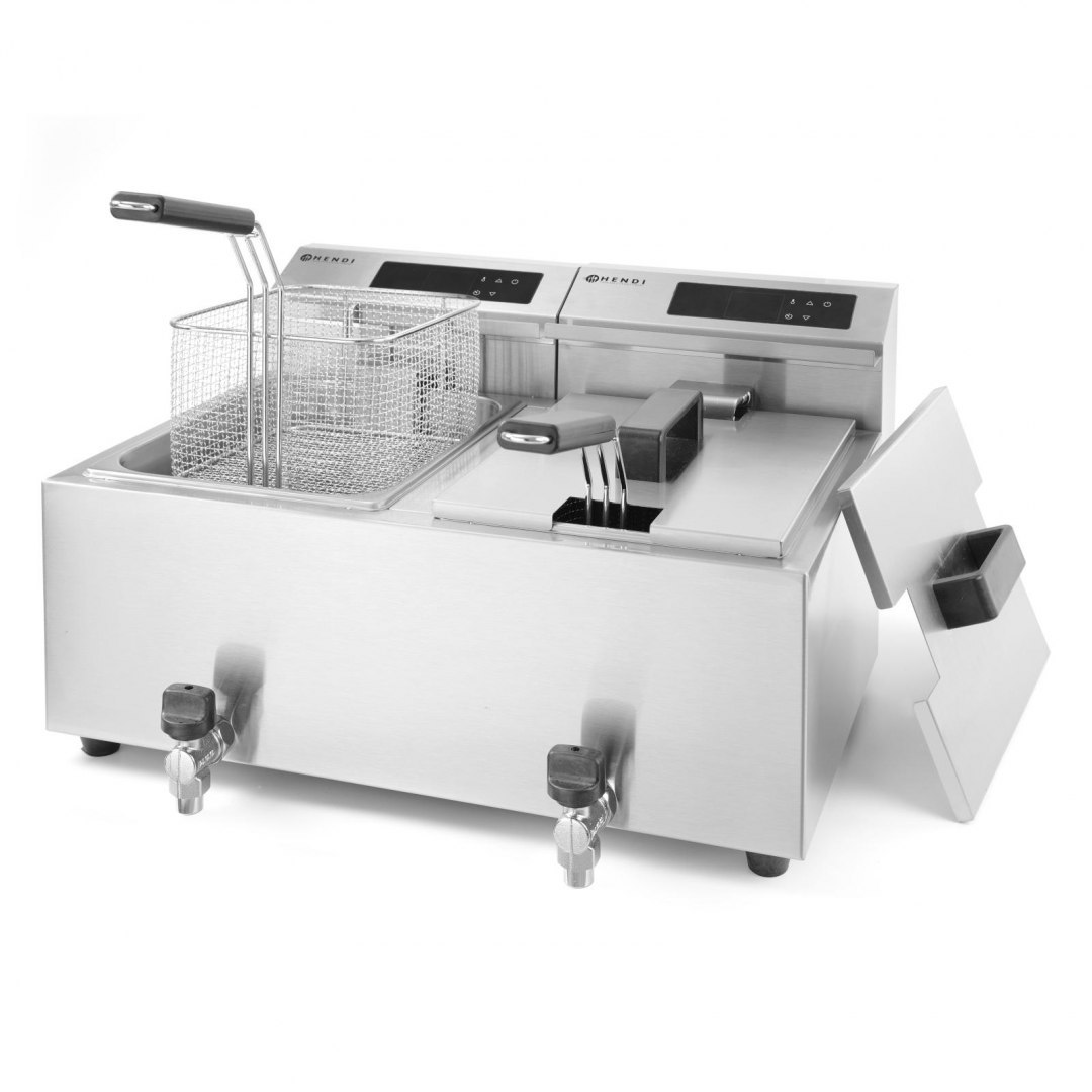 Frytownica frytkownica z panelem cyfrowym Mastercook z kranem 2x8L 2x3500W Hendi Frytownica frytkownica z panelem cyfrowym Mastercook z kranem 2x8L 2x3500W Hendi
