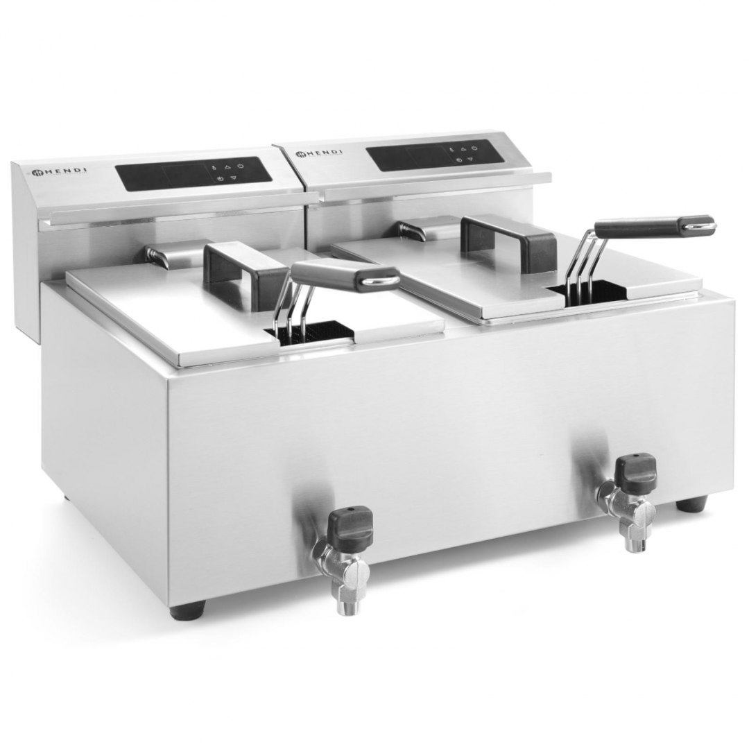 Frytownica frytkownica z panelem cyfrowym Mastercook z kranem 2x8L 2x3500W Hendi Frytownica frytkownica z panelem cyfrowym Mastercook z kranem 2x8L 2x3500W Hendi