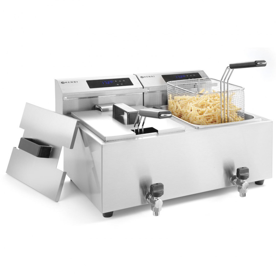 Frytownica frytkownica z panelem cyfrowym Mastercook z kranem 2x8L 2x3500W Hendi Frytownica frytkownica z panelem cyfrowym Mastercook z kranem 2x8L 2x3500W Hendi