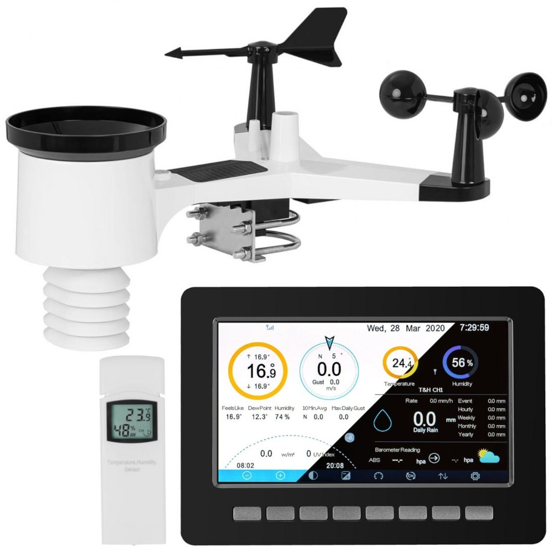 Bezprzewodowa stacja meteorologiczna pogodowa solarna 7w1 LCD WiFi 100m Steinberg Systems Bezprzewodowa stacja meteorologiczna pogodowa solarna 7w1 LCD WiFi 100m Steinberg Systems