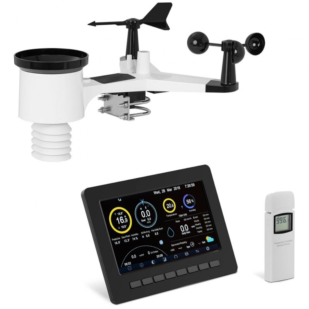 Bezprzewodowa stacja meteorologiczna pogodowa solarna 7w1 LCD WiFi 100m Steinberg Systems Bezprzewodowa stacja meteorologiczna pogodowa solarna 7w1 LCD WiFi 100m Steinberg Systems