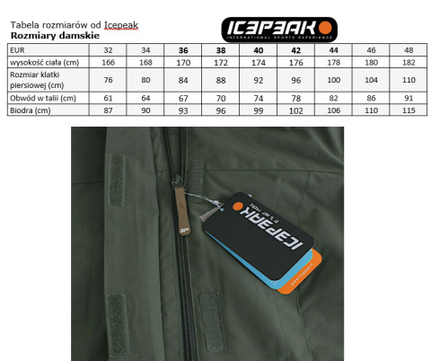 Damska kurtka ICEPEAK modna parka uniwersalna Damska kurtka ICEPEAK modna parka uniwersalna
