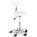 Krzesło taboret hoker kosmetyczny z oparciem na kółkach do 150 kg TERNI biały Physa