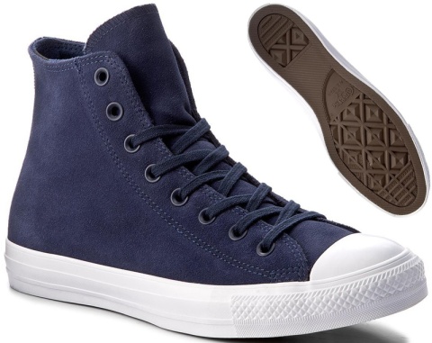 Converse buty trampki granatowe skóra - zamsz