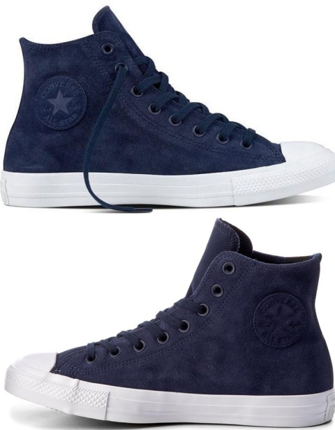Converse buty trampki granatowe skóra - zamsz