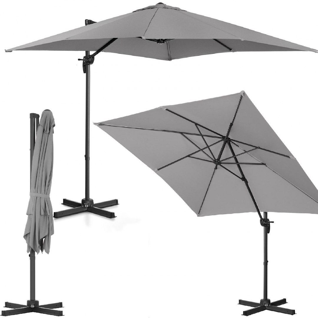 Parasol ogrodowy boczny na wysięgniku kwadratowy 250 x 250 cm ciemnoszary UNIPRODO Parasol ogrodowy boczny na wysięgniku kwadratowy 250 x 250 cm ciemnoszary UNIPRODO
