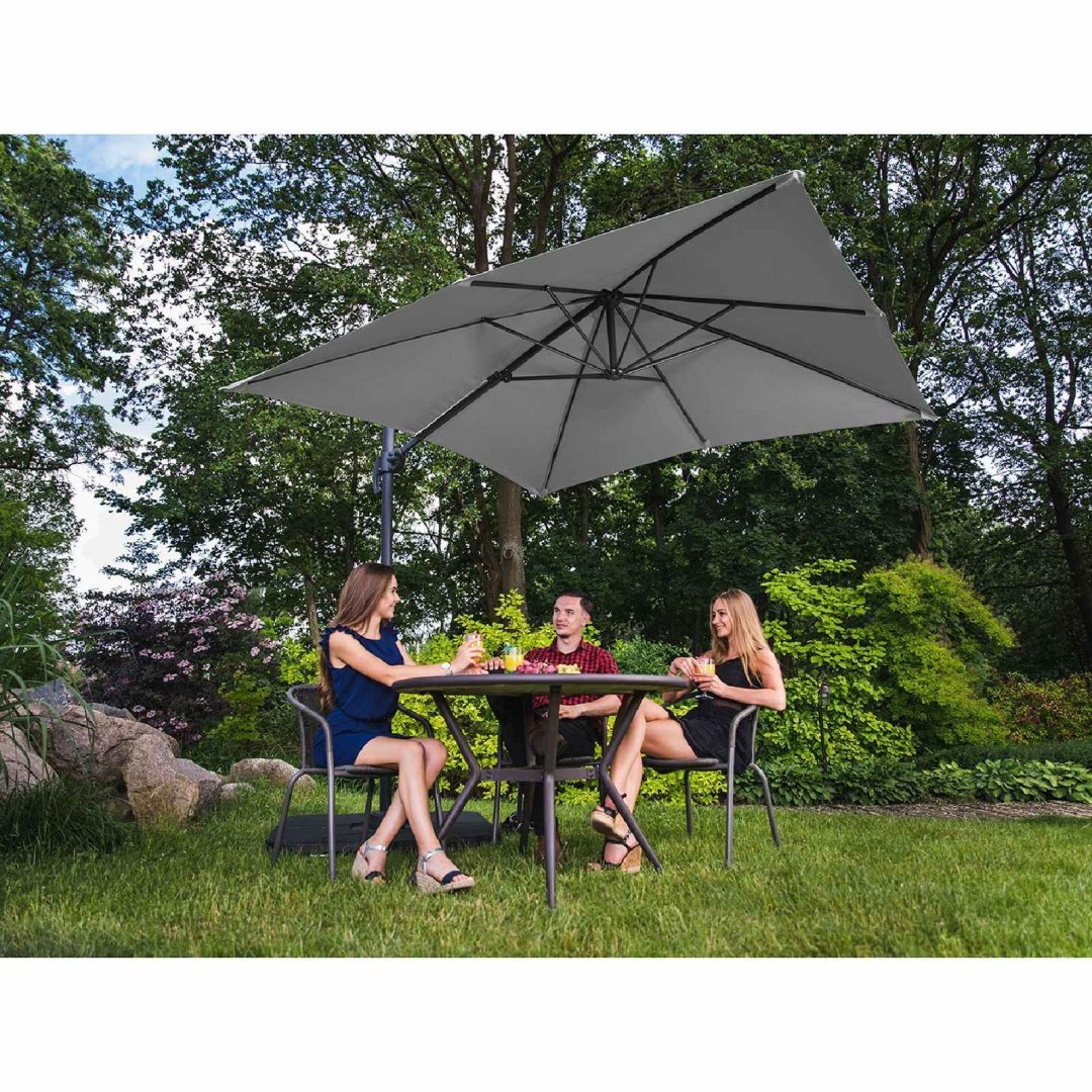 Parasol ogrodowy boczny na wysięgniku kwadratowy 250 x 250 cm ciemnoszary UNIPRODO Parasol ogrodowy boczny na wysięgniku kwadratowy 250 x 250 cm ciemnoszary UNIPRODO