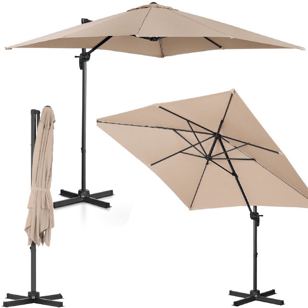 Parasol ogrodowy boczny na wysięgniku kwadratowy 250 x 250 cm kremowy UNIPRODO Parasol ogrodowy boczny na wysięgniku kwadratowy 250 x 250 cm kremowy UNIPRODO