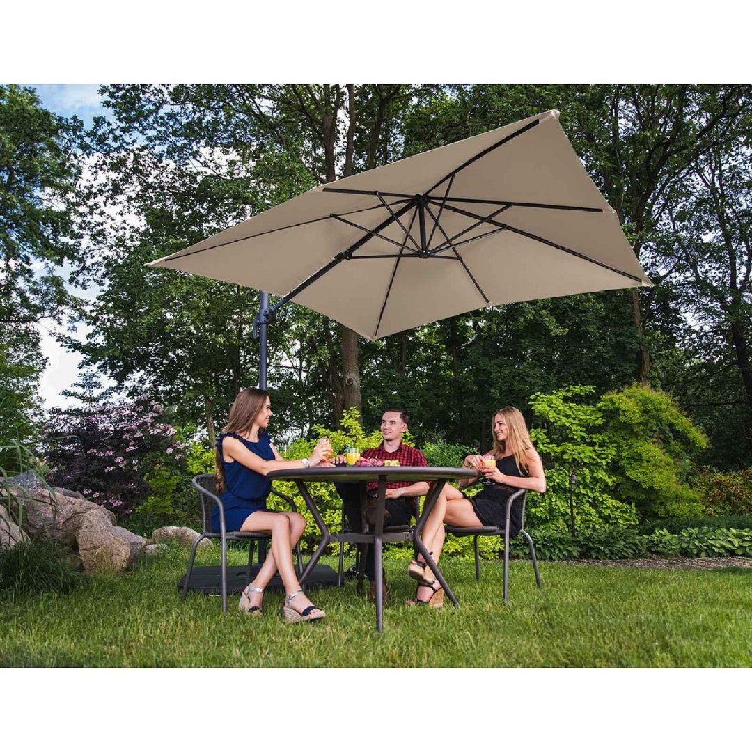 Parasol ogrodowy boczny na wysięgniku kwadratowy 250 x 250 cm kremowy UNIPRODO Parasol ogrodowy boczny na wysięgniku kwadratowy 250 x 250 cm kremowy UNIPRODO