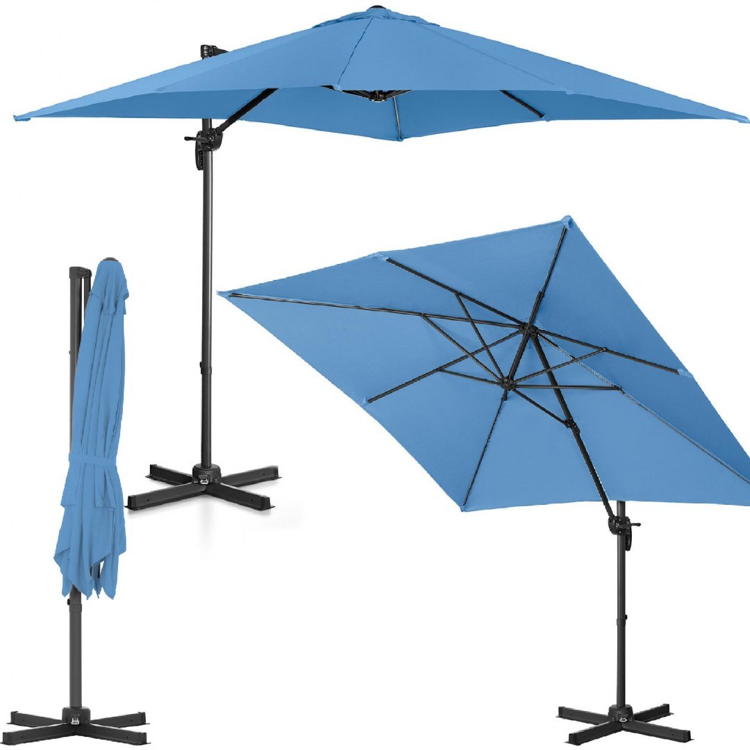 Parasol ogrodowy boczny na wysięgniku kwadratowy 250 x 250 cm niebieski UNIPRODO Parasol ogrodowy boczny na wysięgniku kwadratowy 250 x 250 cm niebieski UNIPRODO