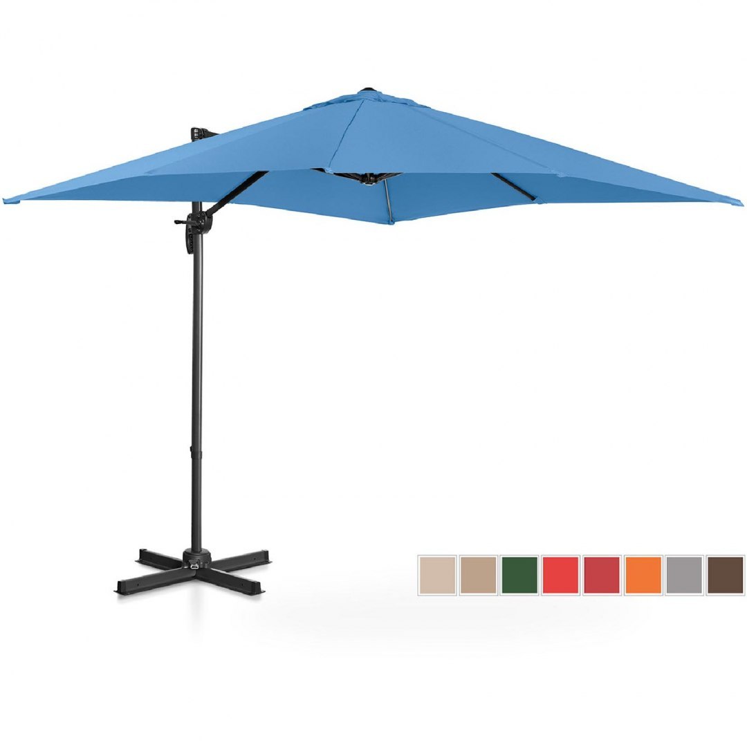 Parasol ogrodowy boczny na wysięgniku kwadratowy 250 x 250 cm niebieski UNIPRODO Parasol ogrodowy boczny na wysięgniku kwadratowy 250 x 250 cm niebieski UNIPRODO