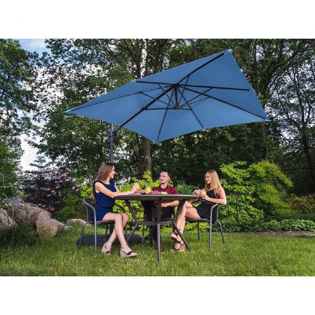 Parasol ogrodowy boczny na wysięgniku kwadratowy 250 x 250 cm niebieski UNIPRODO Parasol ogrodowy boczny na wysięgniku kwadratowy 250 x 250 cm niebieski UNIPRODO