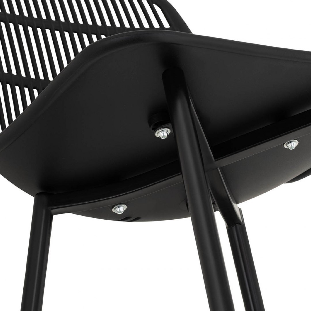 Krzesło plastikowe nowoczesne z ażurowym oparciem do 150 kg 4 szt. czarne FROMM&amp;STARCK