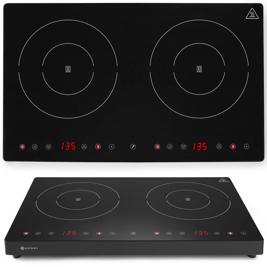Kuchenka indukcyjna nastawna z panelem dotykowym 2 pola grzewcze Black Line śr. 23 cm 3500 W - Hendi 239414 Hendi Kuchenka indukcyjna nastawna z panelem dotykowym 2 pola grzewcze Black Line śr. 23 cm 3500 W - Hendi 239414 Hendi