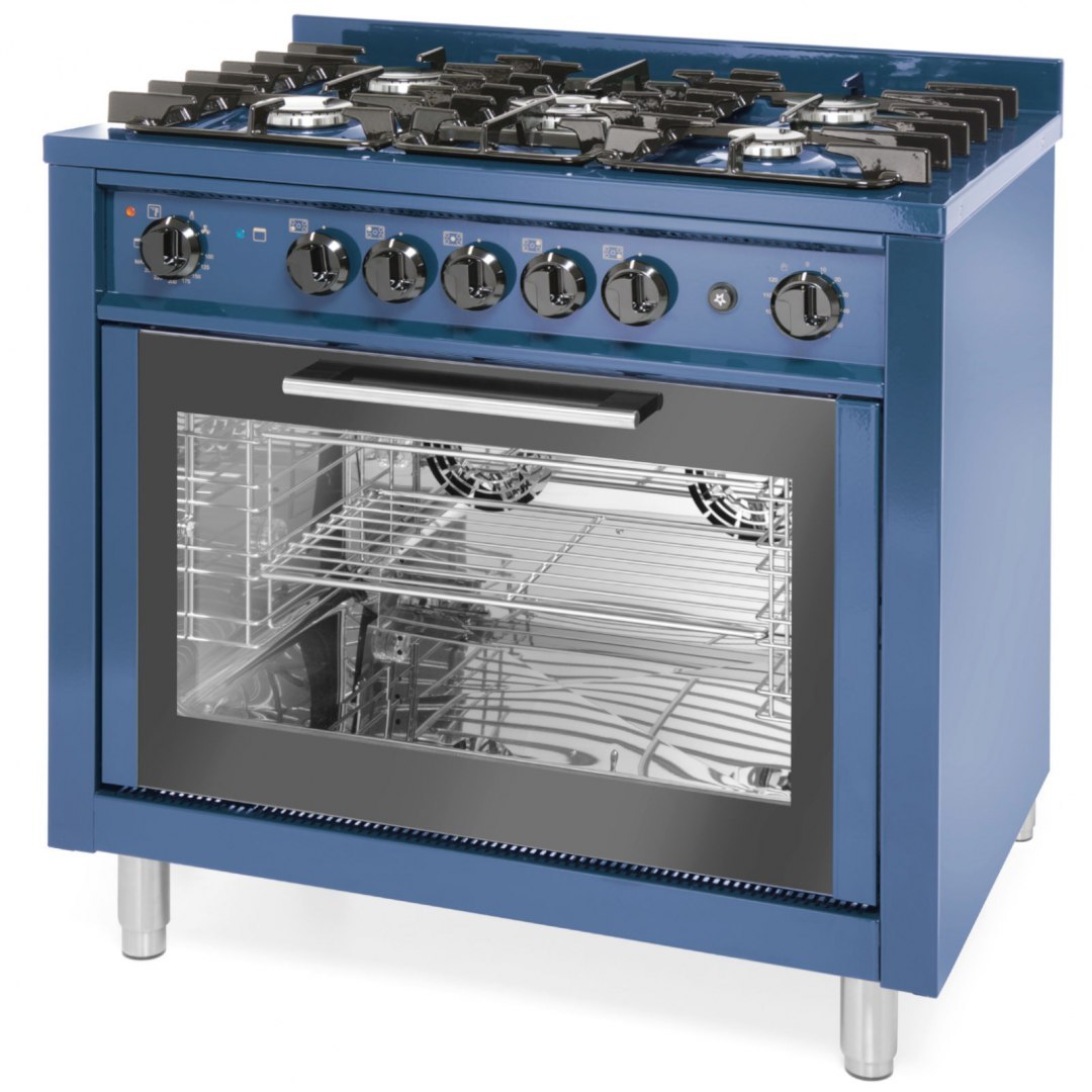 Kuchnia gazowa 5 palników z piekarnikiem konwekcyjnym Kitchen Line 14.3 kW 230 V niebieska - Hendi 229194 Hendi Kuchnia gazowa 5 palników z piekarnikiem konwekcyjnym Kitchen Line 14.3 kW 230 V niebieska - Hendi 229194 Hendi