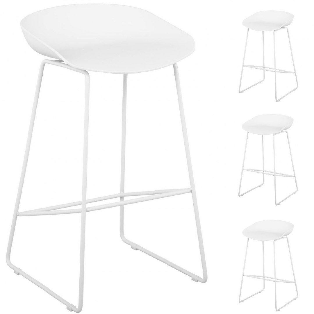 Stołek taboret nowoczesny plastikowy ze stalowymi nogami do 150 kg 4 szt. biały FROMM&STARCK Stołek taboret nowoczesny plastikowy ze stalowymi nogami do 150 kg 4 szt. biały FROMM&STARCK