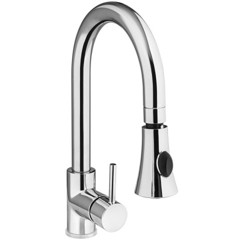 Bateria umywalkowa kuchenna z prysznicem jednootworowa nierdzewna wys. 370 mm - Hendi 810163 Hendi Bateria umywalkowa kuchenna z prysznicem jednootworowa nierdzewna wys. 370 mm - Hendi 810163 Hendi