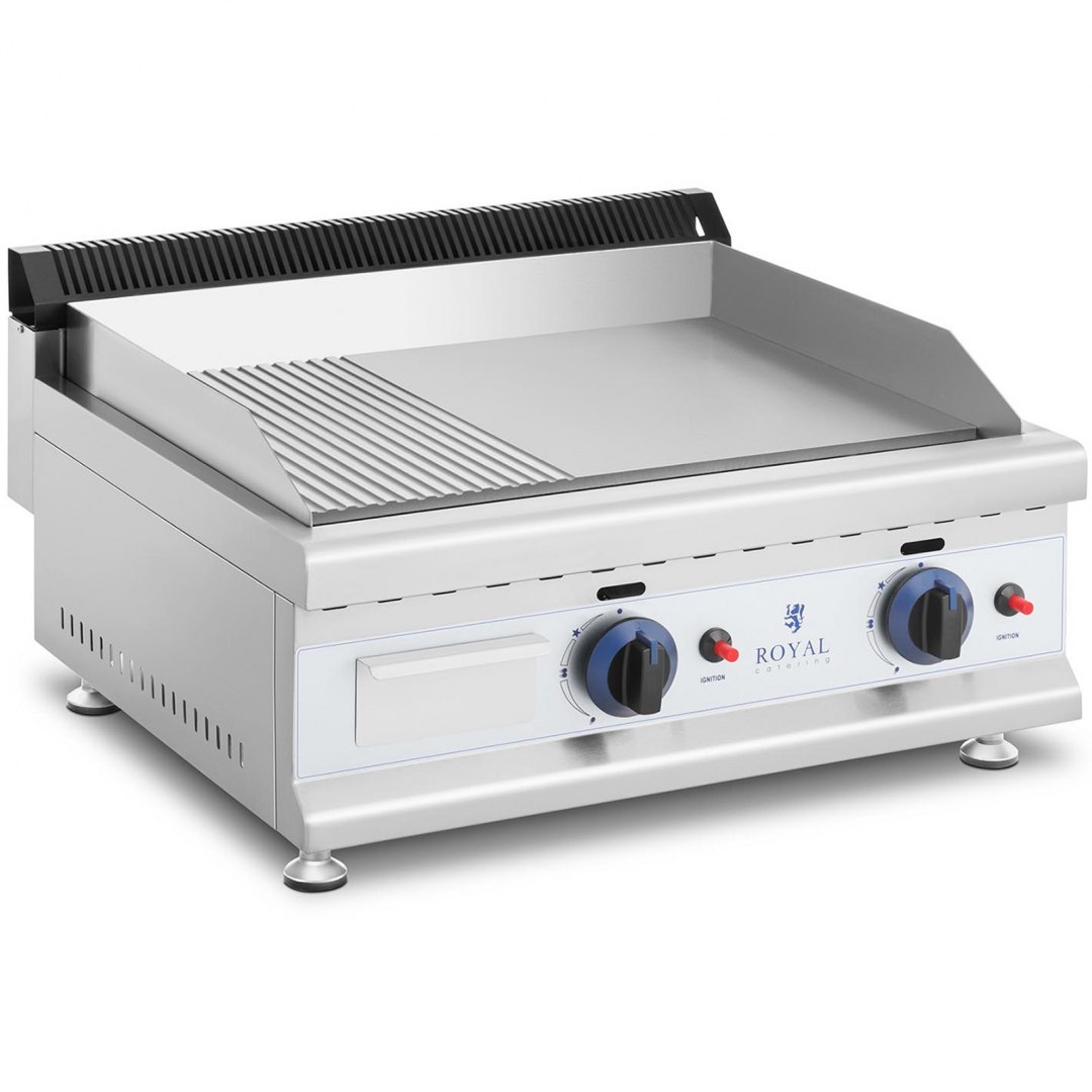 Grill gazowy podwójny gładki ryflowany nierdzewny na gaz ziemny 2x 3.1 kW 0.02 bar 60 x 40 cm Royal Catering Grill gazowy podwójny gładki ryflowany nierdzewny na gaz ziemny 2x 3.1 kW 0.02 bar 60 x 40 cm Royal Catering