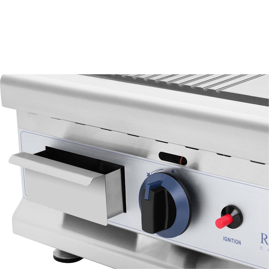 Grill gazowy podwójny gładki ryflowany nierdzewny na gaz ziemny 2x 3.1 kW 0.02 bar 60 x 40 cm Royal Catering Grill gazowy podwójny gładki ryflowany nierdzewny na gaz ziemny 2x 3.1 kW 0.02 bar 60 x 40 cm Royal Catering