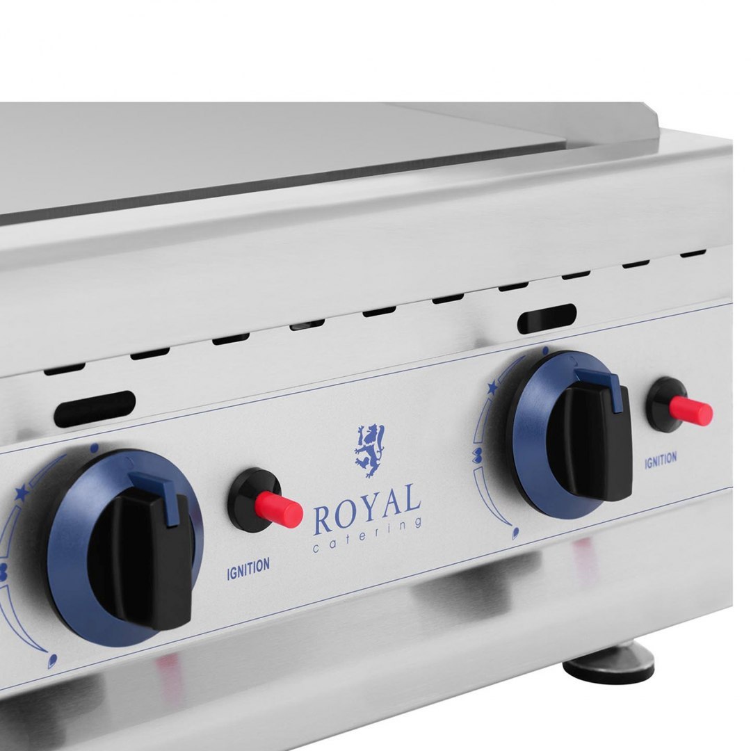 Grill gazowy podwójny gładki ryflowany nierdzewny na gaz ziemny 2x 3.1 kW 0.02 bar 60 x 40 cm Royal Catering Grill gazowy podwójny gładki ryflowany nierdzewny na gaz ziemny 2x 3.1 kW 0.02 bar 60 x 40 cm Royal Catering