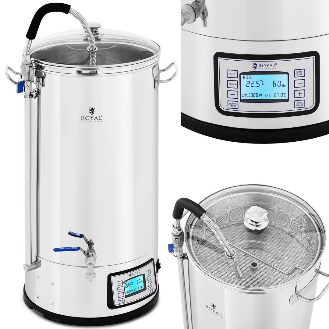 Kocioł warzelny do produkcji piwa z timerem profesjonalny ze stali nierdzewnej LCD 3000 W 50 l Royal Catering Kocioł warzelny do produkcji piwa z timerem profesjonalny ze stali nierdzewnej LCD 3000 W 50 l Royal Catering