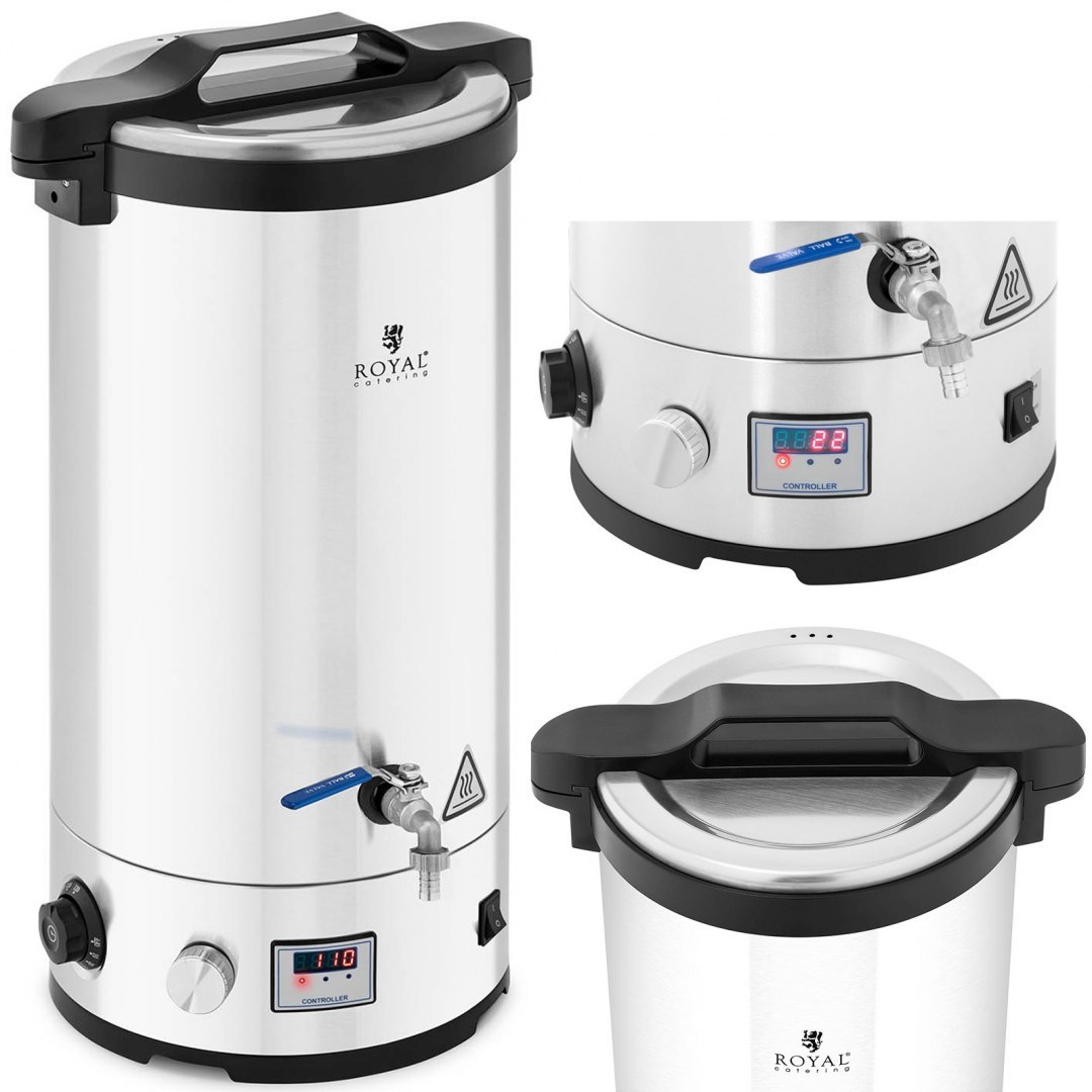 Kocioł warzelny zacierny do produkcji piwa z timerem ze stali nierdzewnej 30-110C LED 2500 W 30 l Royal Catering Kocioł warzelny zacierny do produkcji piwa z timerem ze stali nierdzewnej 30-110C LED 2500 W 30 l Royal Catering