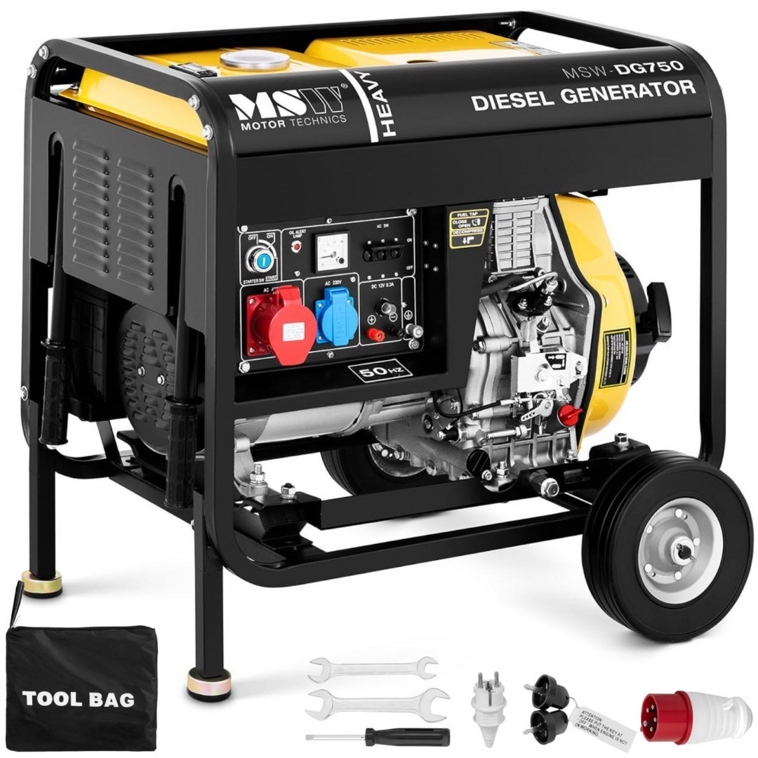 Agregat generator prądotwórczy diesel mobilny chłodzony powietrzem 230/400 V 4.4 kW 5.5 kVA 12.5 l MSW Agregat generator prądotwórczy diesel mobilny chłodzony powietrzem 230/400 V 4.4 kW 5.5 kVA 12.5 l MSW