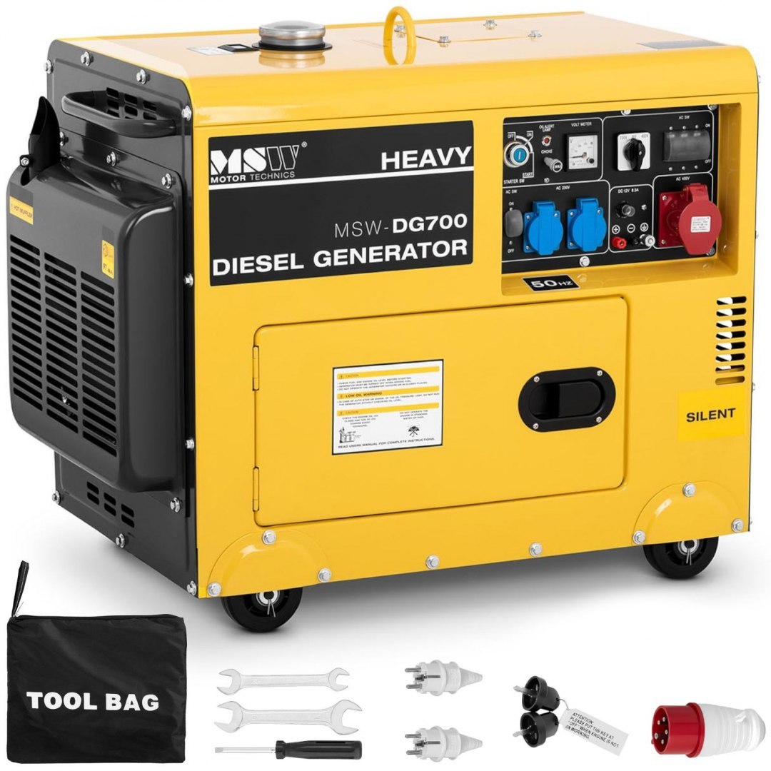 Agregat generator prądotwórczy diesel mobilny chłodzony powietrzem 230/400 V 4.4 kW 5.5 kVA 14.5 l MSW Agregat generator prądotwórczy diesel mobilny chłodzony powietrzem 230/400 V 4.4 kW 5.5 kVA 14.5 l MSW