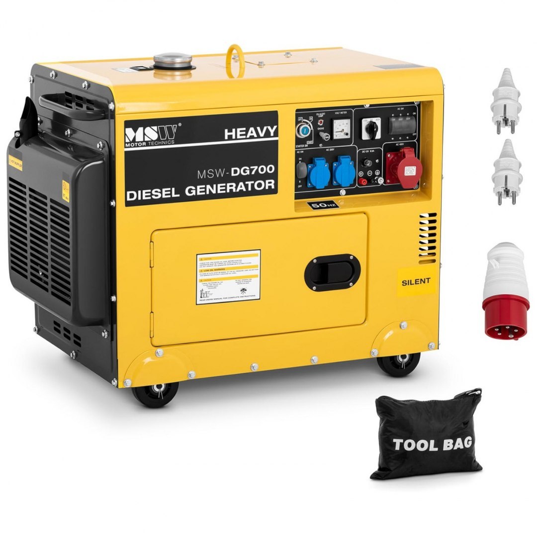 Agregat generator prądotwórczy diesel mobilny chłodzony powietrzem 230/400 V 4.4 kW 5.5 kVA 14.5 l MSW Agregat generator prądotwórczy diesel mobilny chłodzony powietrzem 230/400 V 4.4 kW 5.5 kVA 14.5 l MSW
