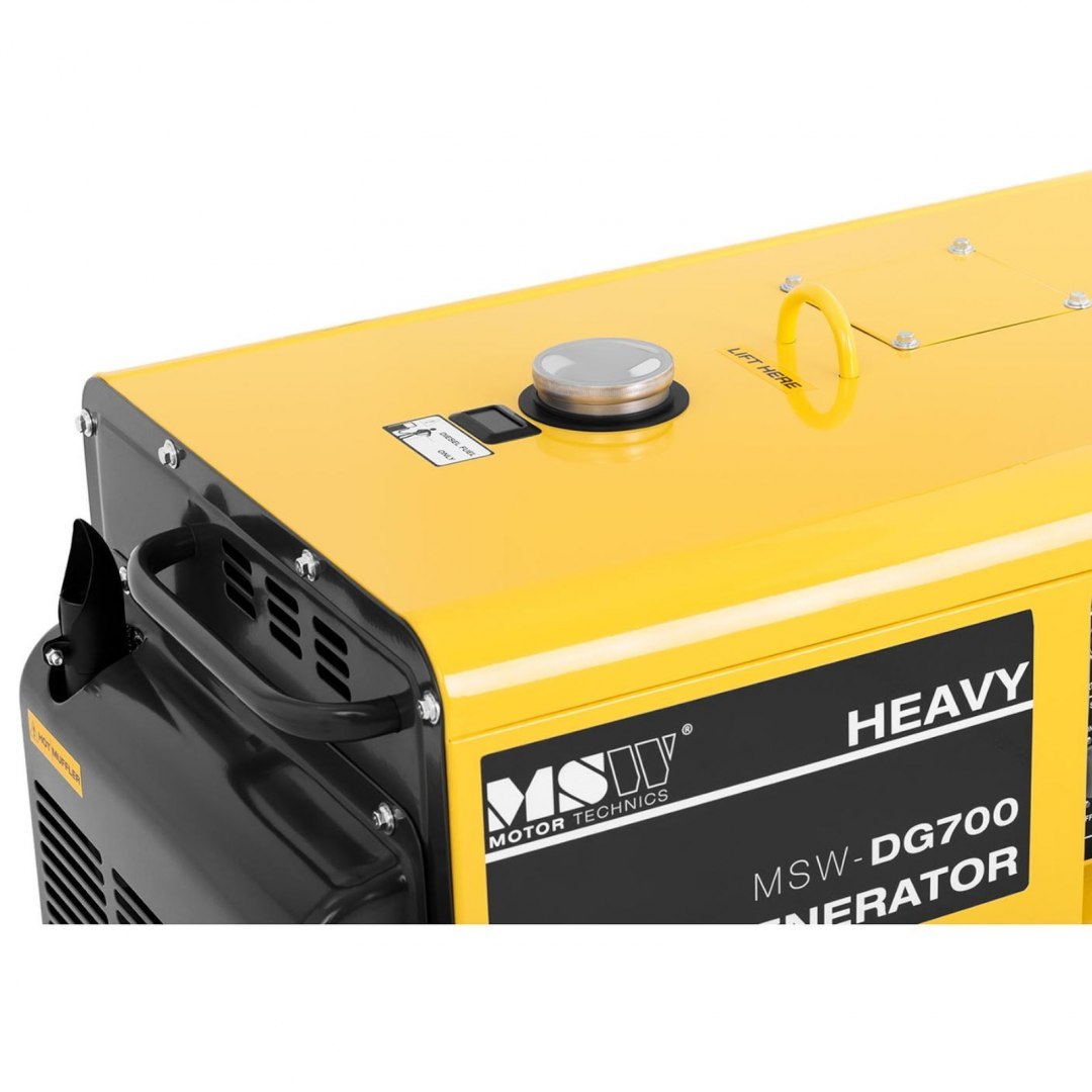 Agregat generator prądotwórczy diesel mobilny chłodzony powietrzem 230/400 V 4.4 kW 5.5 kVA 14.5 l MSW Agregat generator prądotwórczy diesel mobilny chłodzony powietrzem 230/400 V 4.4 kW 5.5 kVA 14.5 l MSW