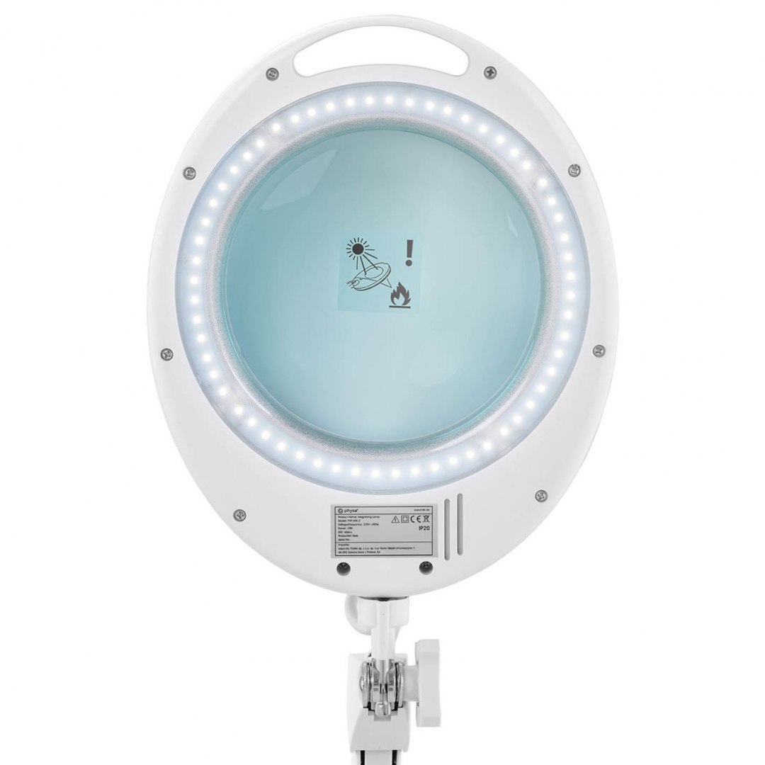 Lampa lupa kosmetyczna ze szkłem powiększającym mobilna 5 dpi 60x LED śr. 127 mm Physa