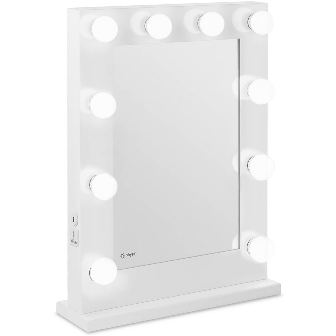 Lustro kosmetyczne do makijażu wizażu z oświetleniem 10 żarówek LED USB 67.5x50.5 cm Physa Lustro kosmetyczne do makijażu wizażu z oświetleniem 10 żarówek LED USB 67.5x50.5 cm Physa
