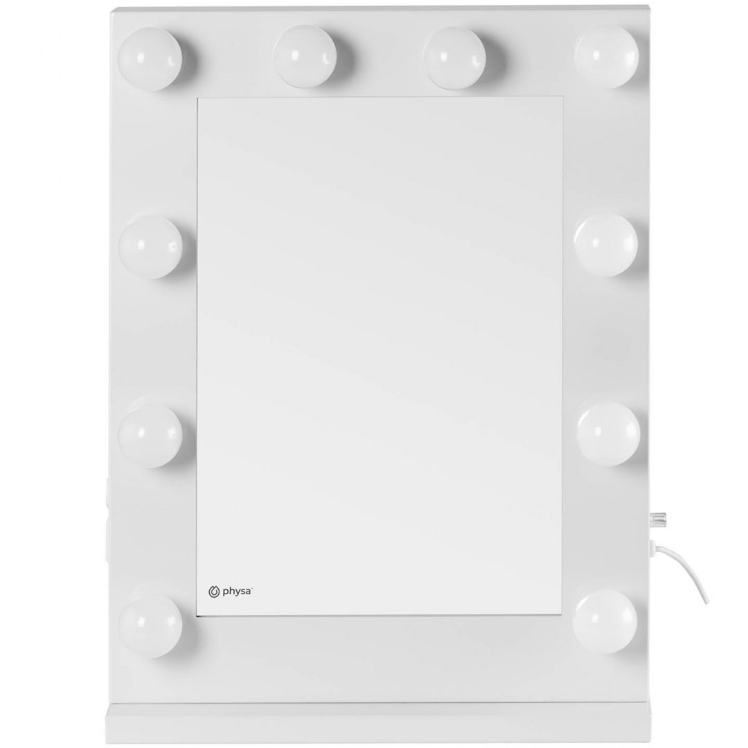 Lustro kosmetyczne do makijażu wizażu z oświetleniem 10 żarówek LED USB 67.5x50.5 cm Physa Lustro kosmetyczne do makijażu wizażu z oświetleniem 10 żarówek LED USB 67.5x50.5 cm Physa