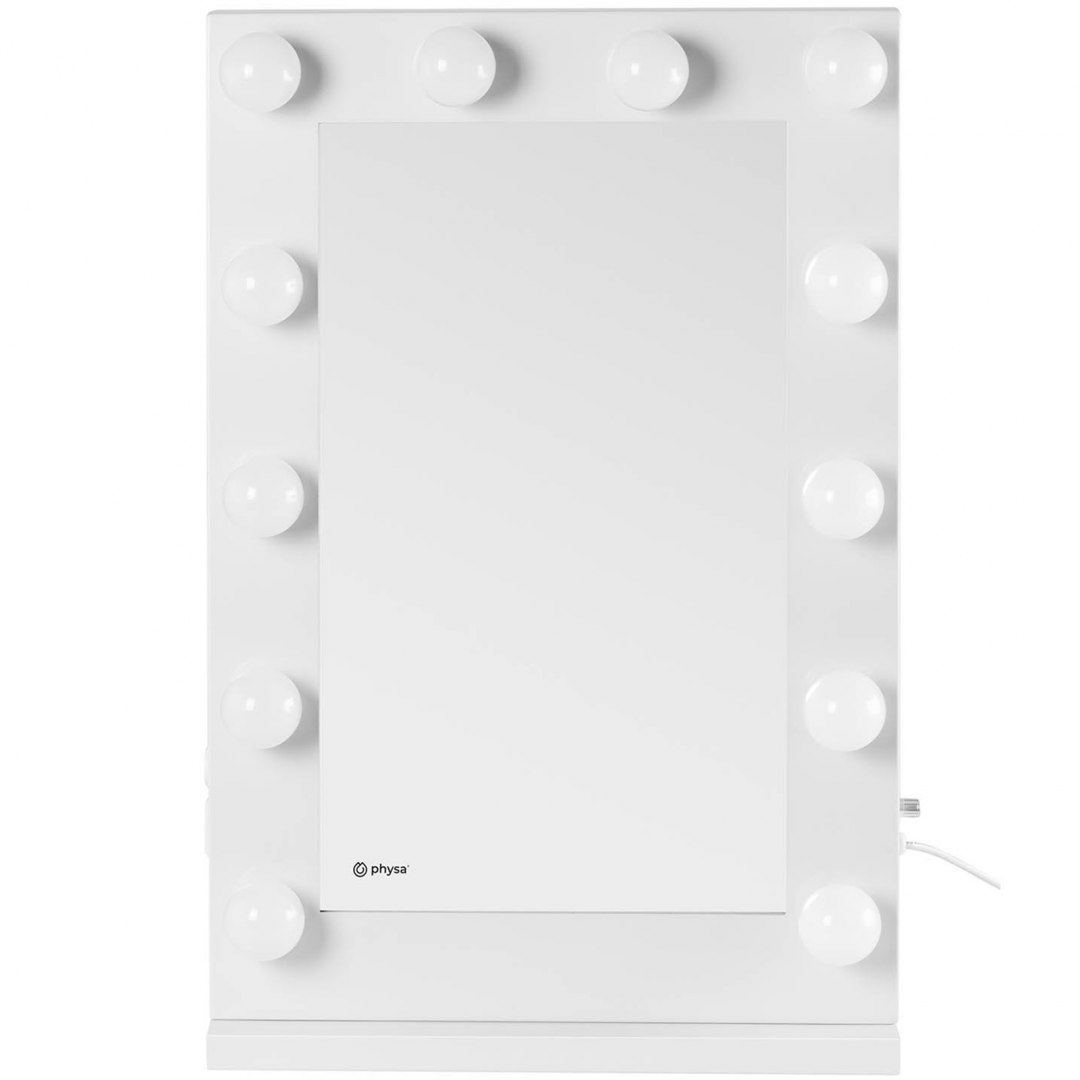 Lustro kosmetyczne do makijażu wizażu z oświetleniem 12 żarówek LED USB 78x50 cm Physa Lustro kosmetyczne do makijażu wizażu z oświetleniem 12 żarówek LED USB 78x50 cm Physa