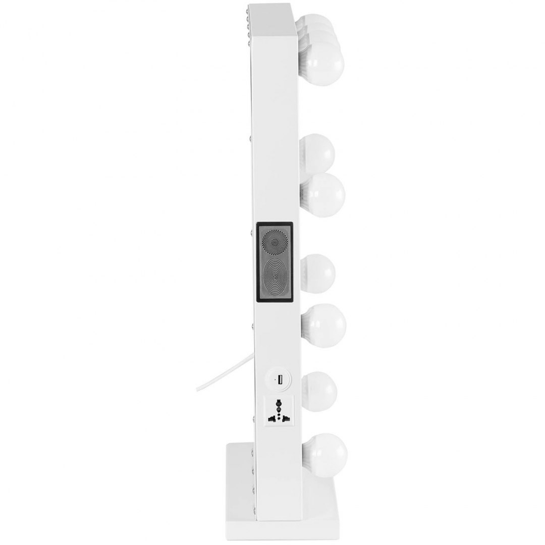 Lustro kosmetyczne do makijażu wizażu z oświetleniem i głośnikiem 10 żarówek LED BT USB 67.5x50.5 cm Physa Lustro kosmetyczne do makijażu wizażu z oświetleniem i głośnikiem 10 żarówek LED BT USB 67.5x50.5 cm Physa