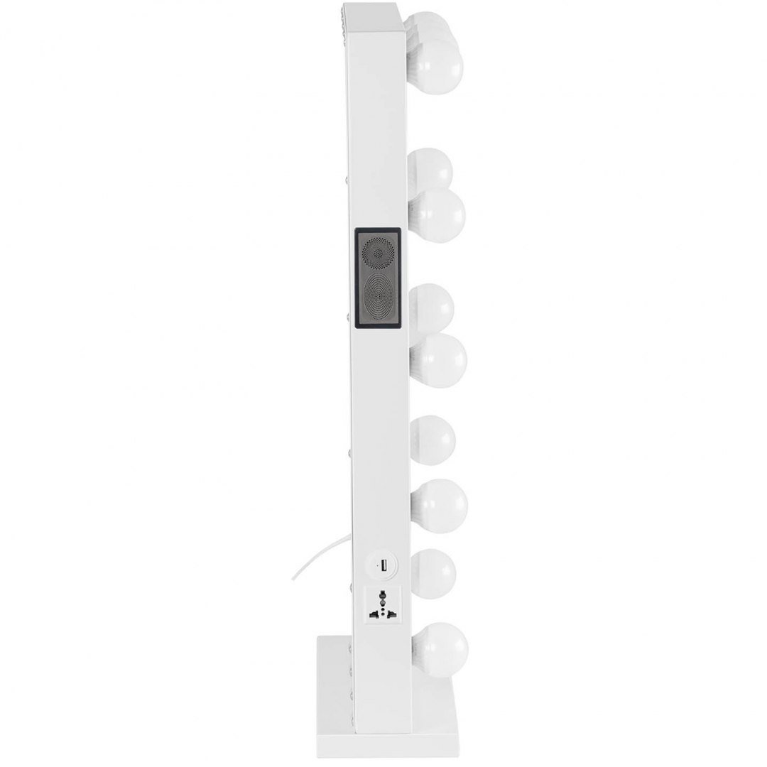 Lustro kosmetyczne do makijażu wizażu z oświetleniem i głośnikiem 12 żarówek LED BT USB 78x50 cm Physa Lustro kosmetyczne do makijażu wizażu z oświetleniem i głośnikiem 12 żarówek LED BT USB 78x50 cm Physa