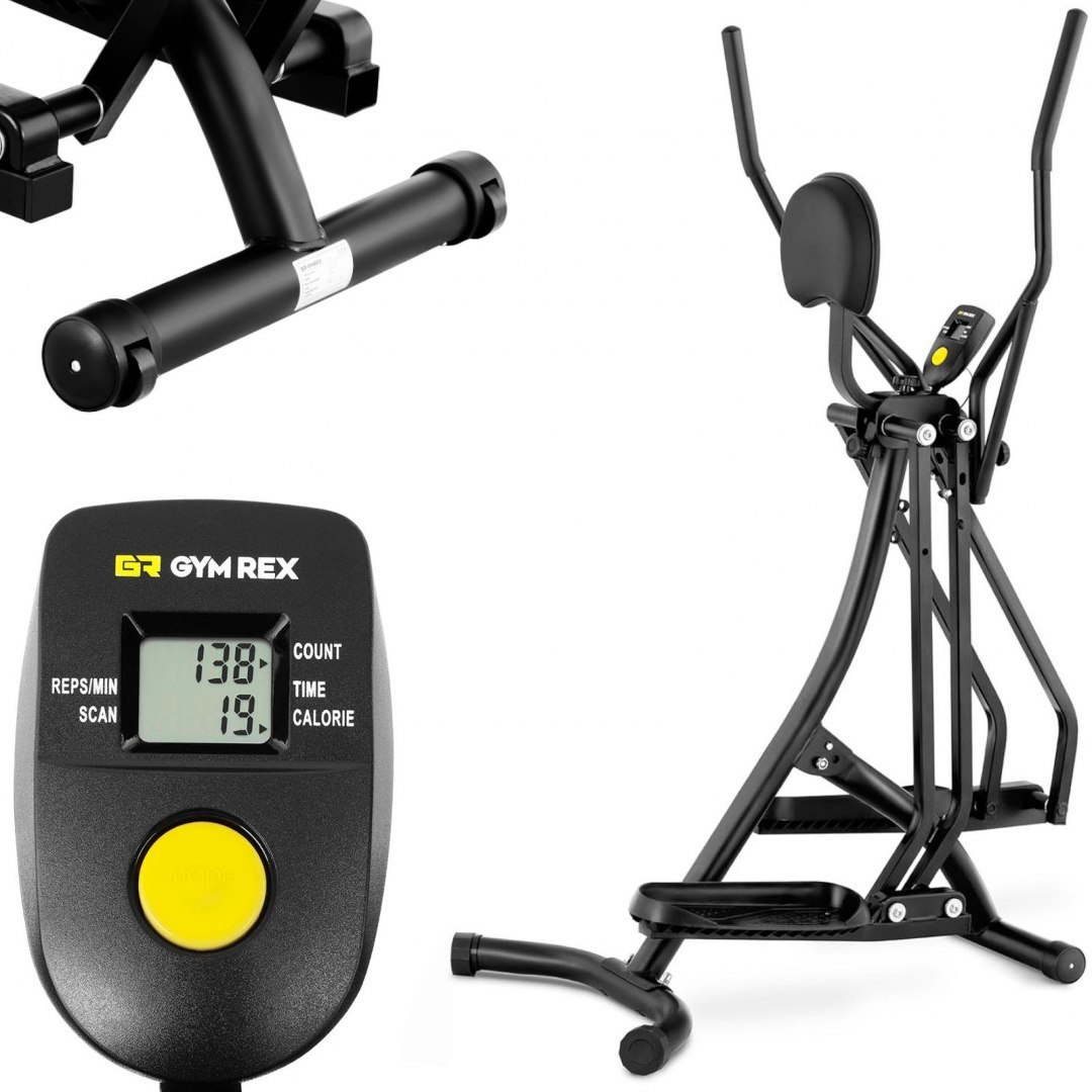 Orbitrek rower elipityczny treningowy z wyświetlaczem do 120 kg GYMREX Orbitrek rower elipityczny treningowy z wyświetlaczem do 120 kg GYMREX