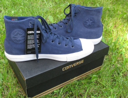 Converse buty trampki granatowe skóra - zamsz