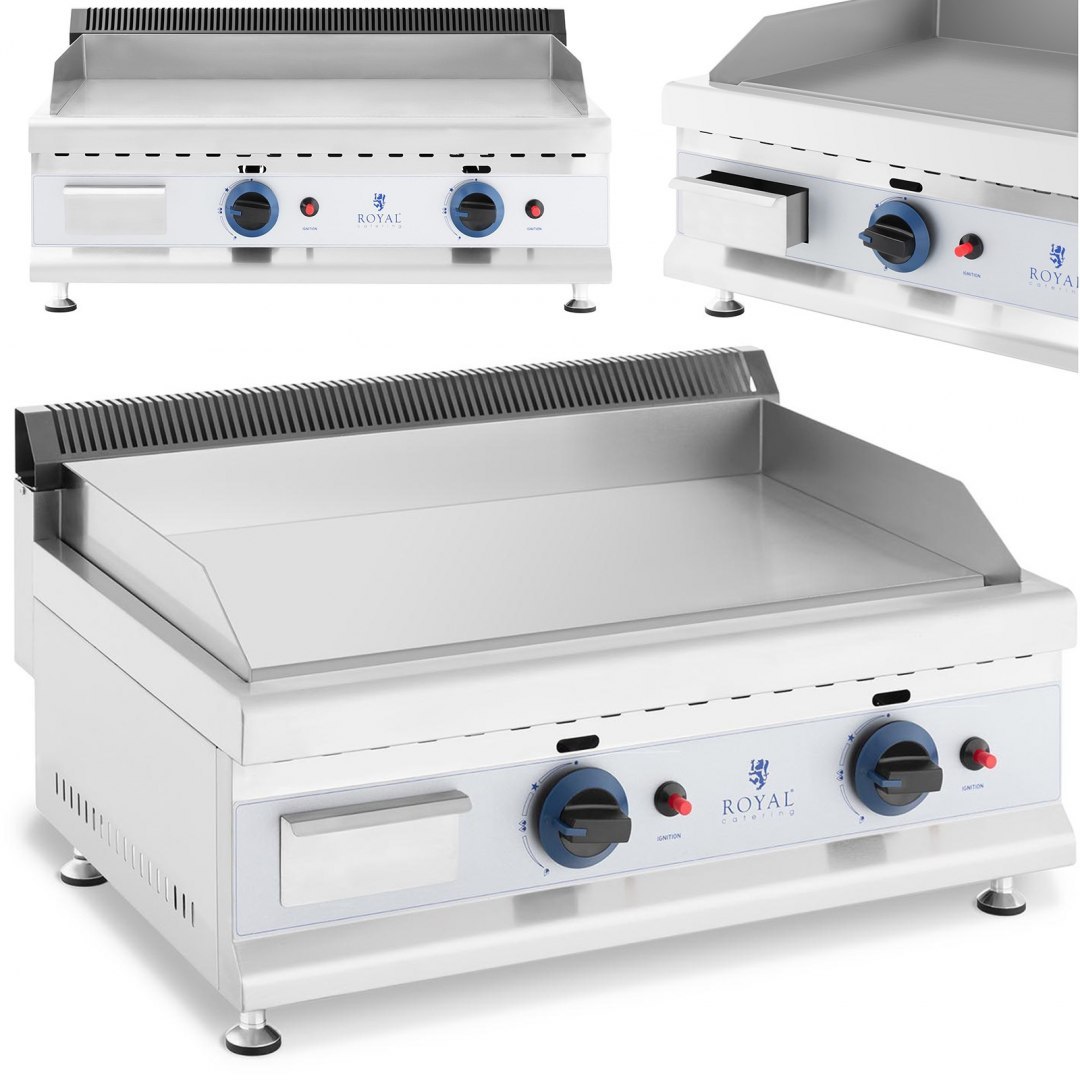 Grill gazowy podwójny gładki nastawny nierdzewny na gaz ziemny 2x 3.1 kW 0.02 bar 60 x 40 cm Royal Catering Grill gazowy podwójny gładki nastawny nierdzewny na gaz ziemny 2x 3.1 kW 0.02 bar 60 x 40 cm Royal Catering