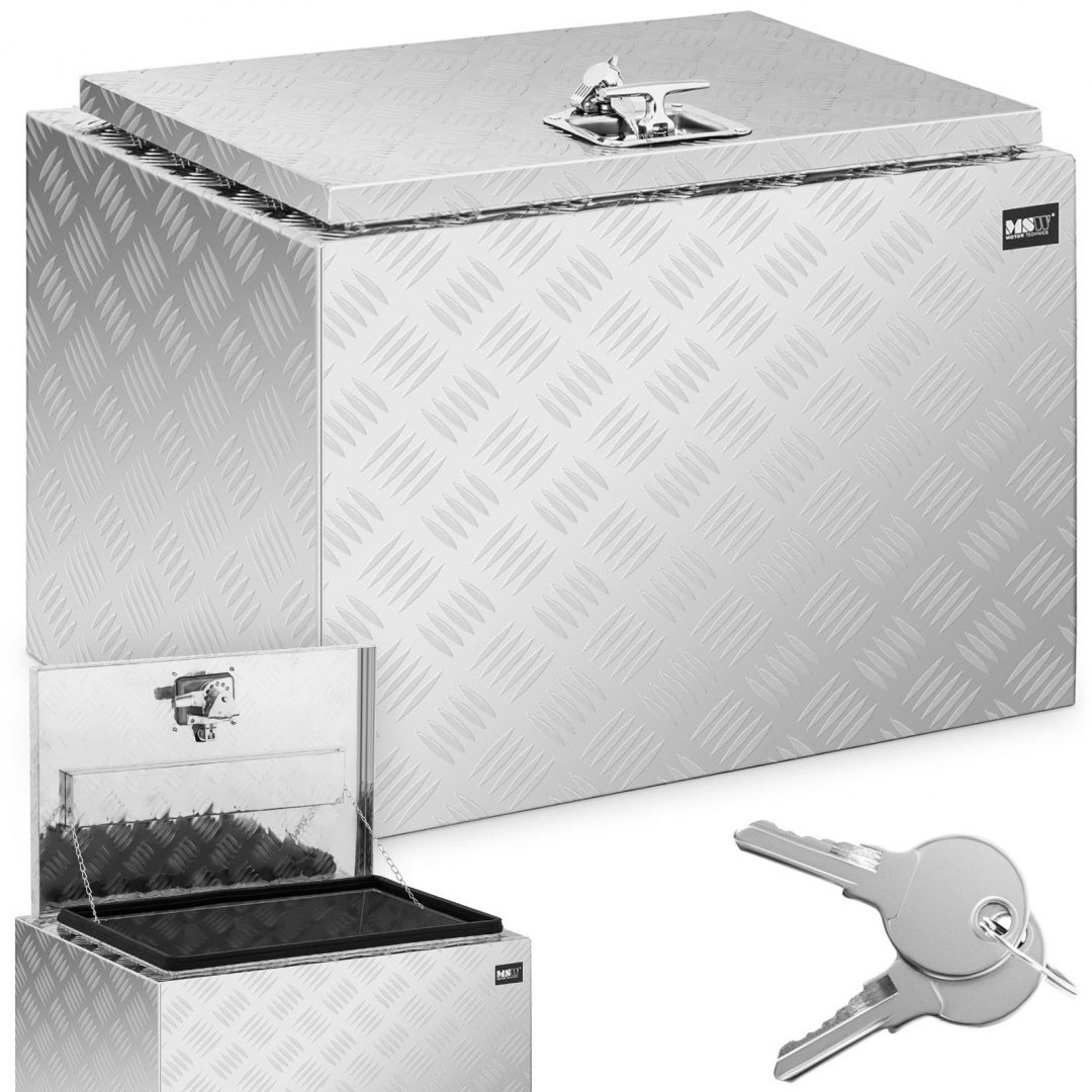 Skrzynka narzędziowa warsztatowa aluminiowa z pokrywą 120 l MSW Skrzynka narzędziowa warsztatowa aluminiowa z pokrywą 120 l MSW